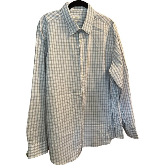 Full Cotton Quality Grey Plaid Button Down // Perry Ellis Slim Fit Men's Size XL - Picture 1 of 6